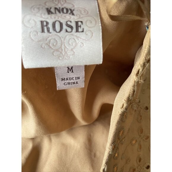 Knox Rose Mustard Eyelet Dress V Neck Short Sleeve Women’s M - Picture 6 of 6